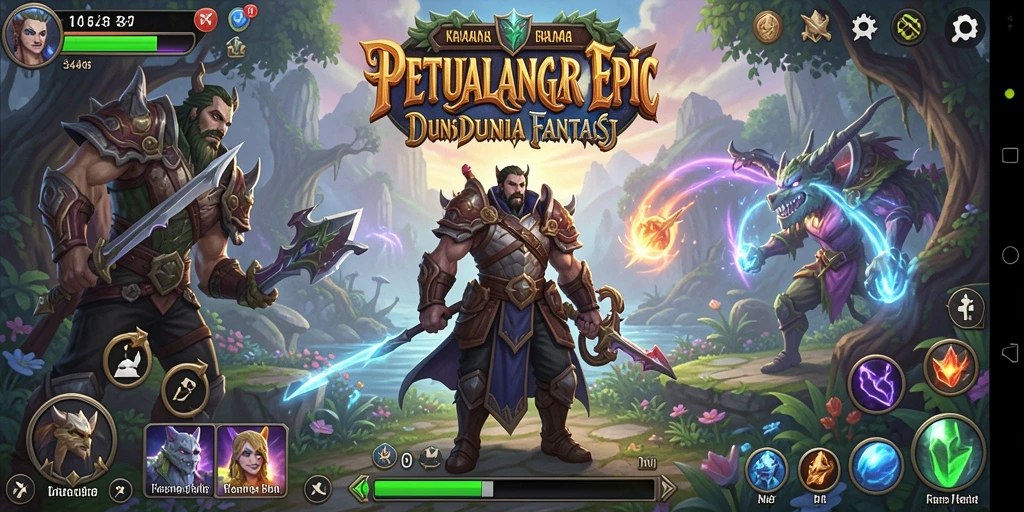 Tampilan gameplay RPG yang menegangkan dalam adventure fantastis