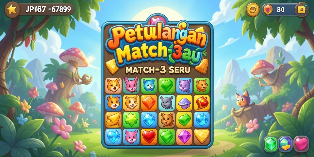 Tampilan gameplay yang seru di game Match-3 JP6789.