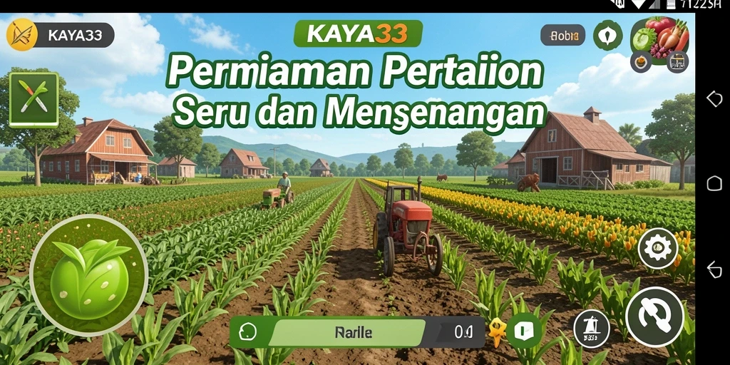 Tampilan gameplay KAYA33 yang menarik dan penuh warna saat bertani.