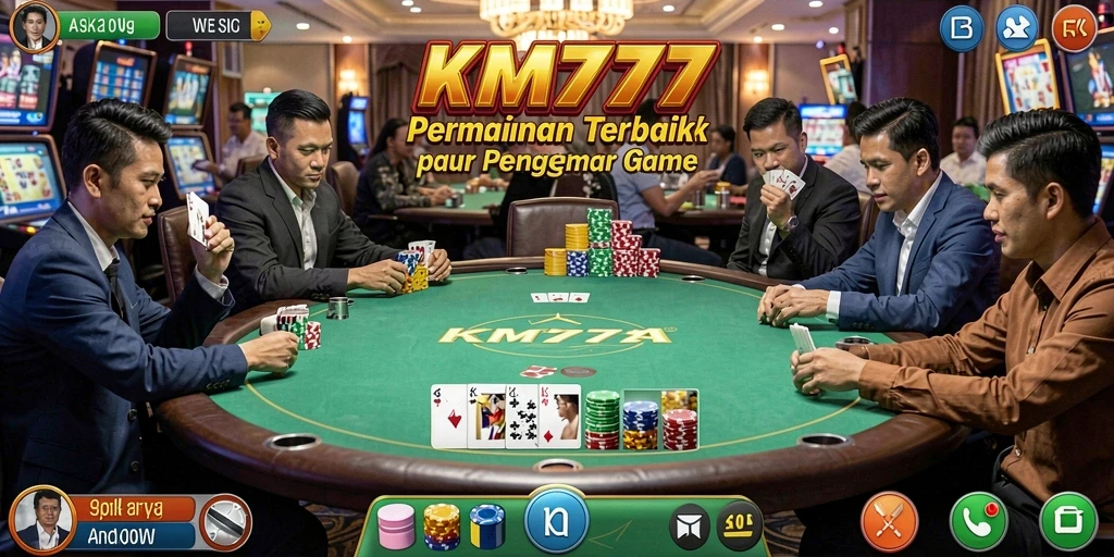 Screenshot dari permainan Poker di KM777 dengan pemain aktif.