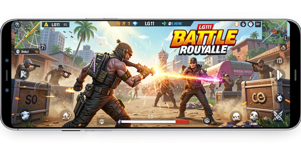 Tampilan gameplay LG111 yang menegangkan dalam pertarungan Battle Royale.