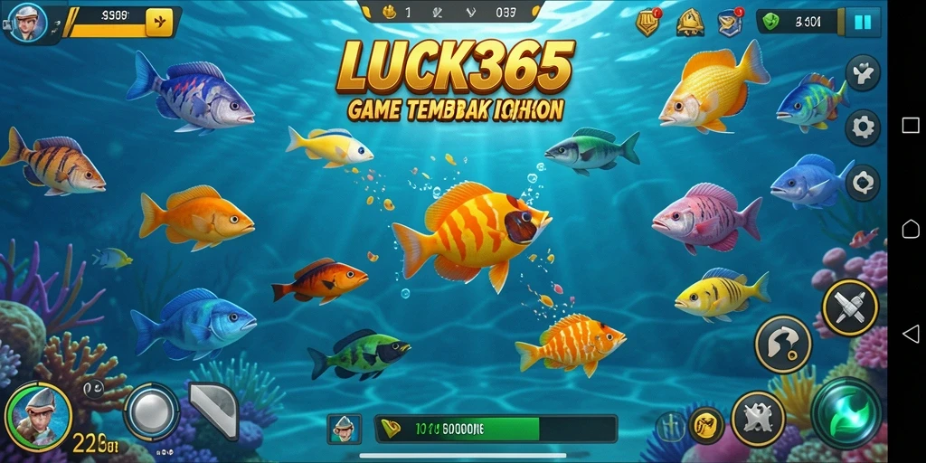 Tampilan gameplay LUCK365 dengan aksi menembak ikan yang seru.