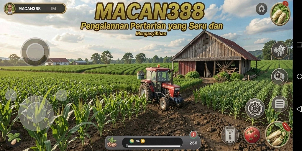 Gameplay MACAN388 yang seru dengan aktivitas bertani yang interaktif.