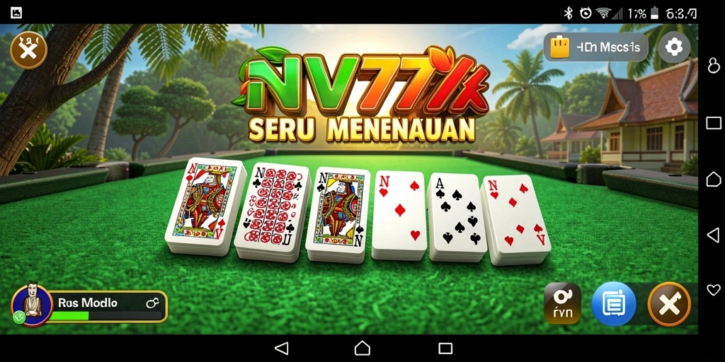 Tangkapan layar gameplay NV77 menampilkan keseruan bermain Domino.