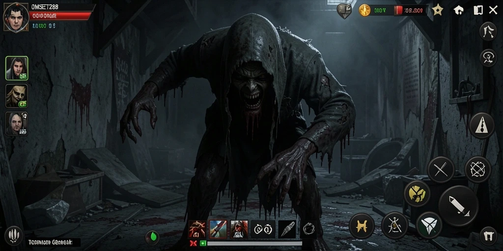 Screenshot gameplay OMSET288 menunjukkan suasana mencekam dan rahasia yang menunggu untuk diungkap.