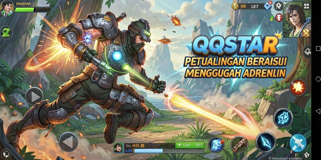 Tampilan gameplay seru dalam QQSTAR saat pemain beraksi.