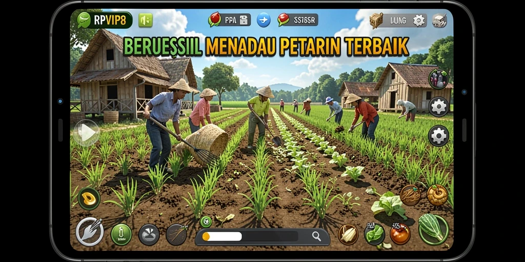 Tampilan gameplay RPVIP8 dengan aktivitas bertani yang seru.