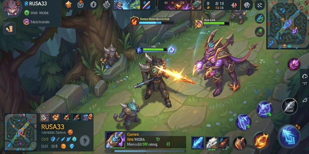 Screenshot utama RUSA33 menampilkan gameplay seru MOBA.