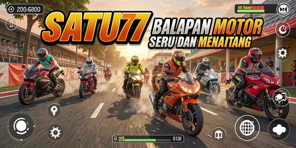 Screenshot SATU77 menampilkan aksi balapan motor yang mendebarkan.