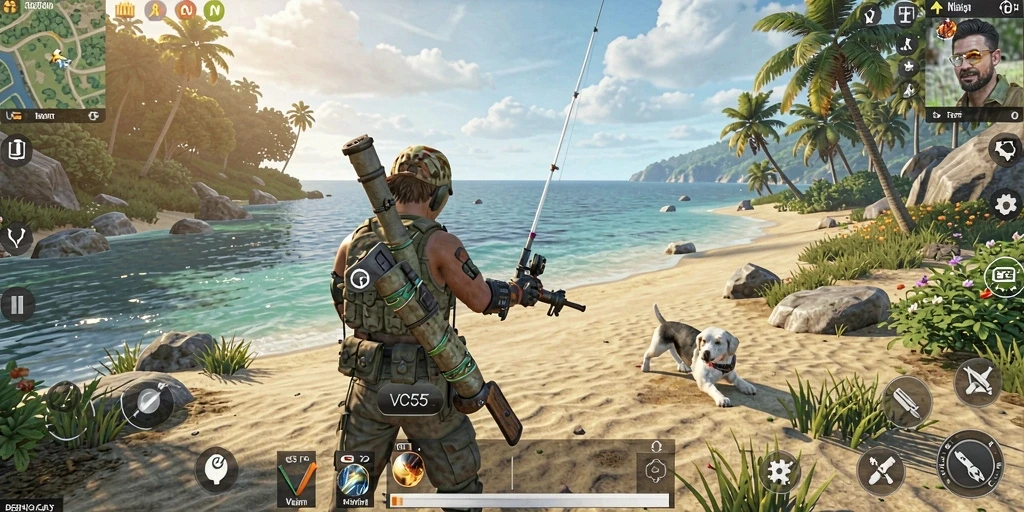 Tampilan gameplay VC55 dengan berbagai karakter dan aktivitas simulasi.