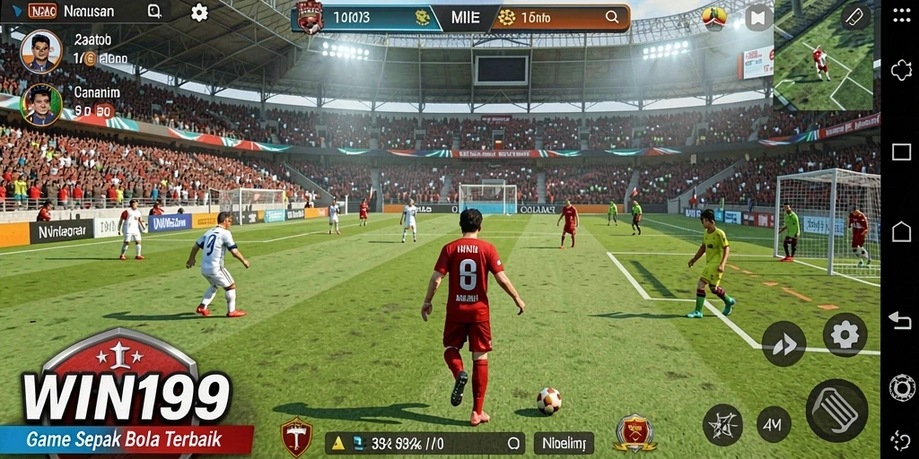 Tampilan screenshot WIN199 dengan aksi seru dalam permainan sepak bola.