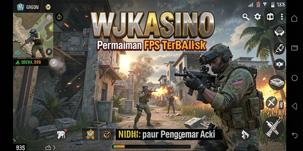 Screenshot menampilkan aksi intens di dalam permainan FPS WJKASINO.